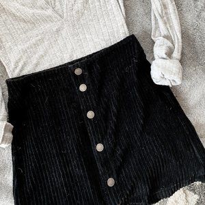 Z Supply Corduroy Black Button Front Skirt